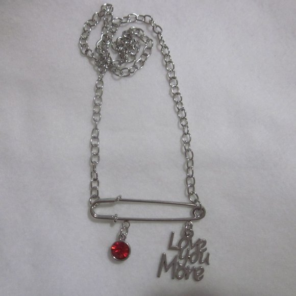Love You More Safety Pin Necklace. - Picture 1 of 3